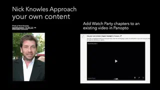 Slide showing the TV presenter, Nick Knowles, to represent a DIY approach to watch party