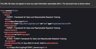 Forrt example - the feed page which shows metadata in xml code format