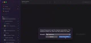 NetNewsWire - select the account that you want to import into